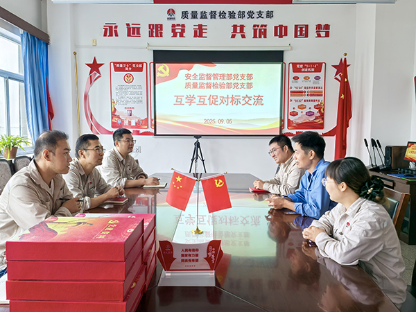 9.5日，安全監(jiān)督管理部黨支部與質(zhì)量監(jiān)督檢驗部黨支部對標(biāo)交流學(xué)習(xí).jpg